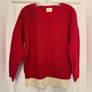 Pins and Needles Sweater with Lace Detail